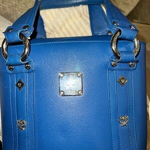MCM Royal Blue Tote with Silver Details